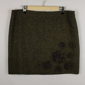 LOFT Twill Skirt Floral Detailing On Front